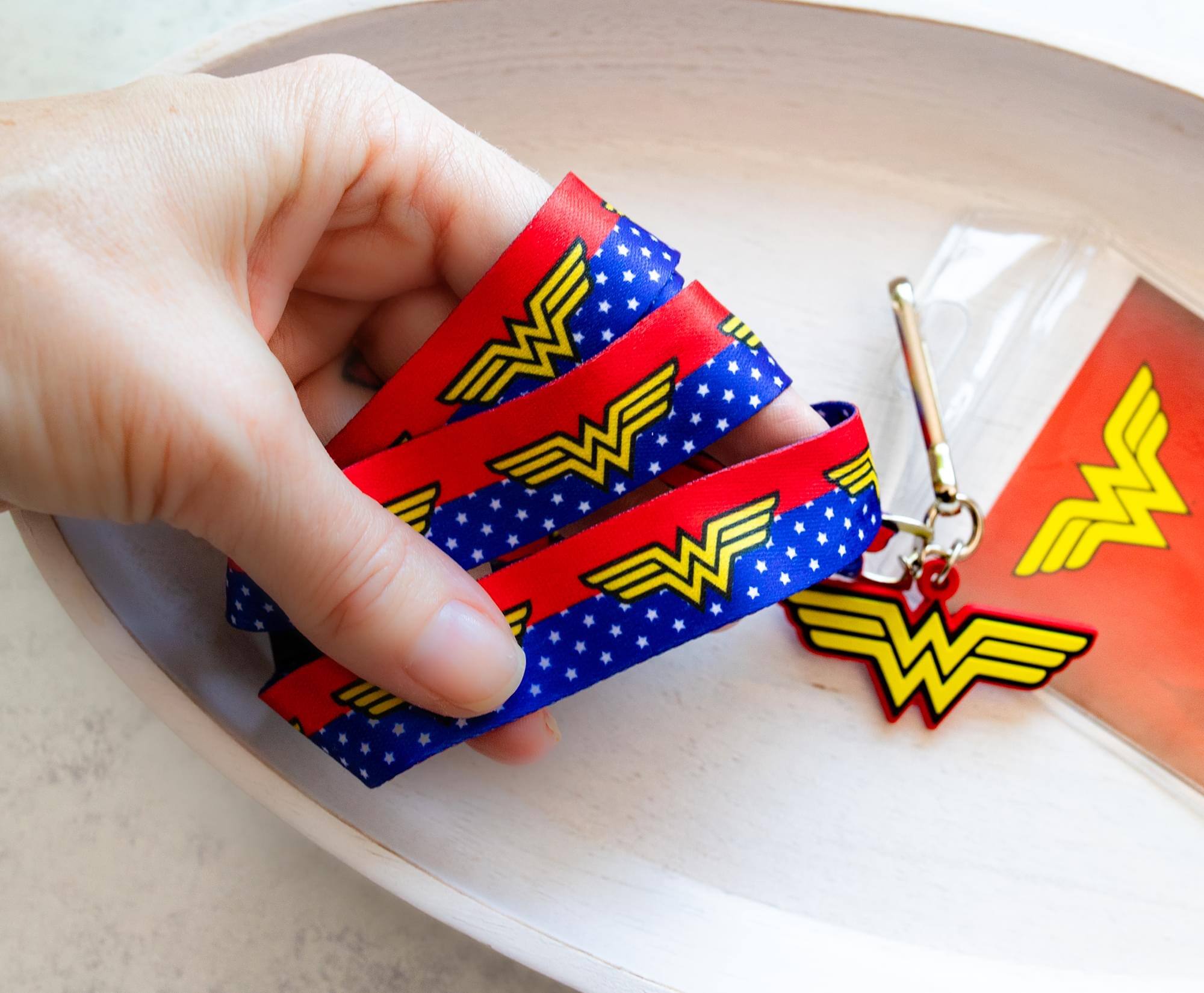 Alt View 4. DC Universe - DC Comics Wonder Woman 22-Inch Lanyard With ID Badge Holder And Logo Charm - Red.