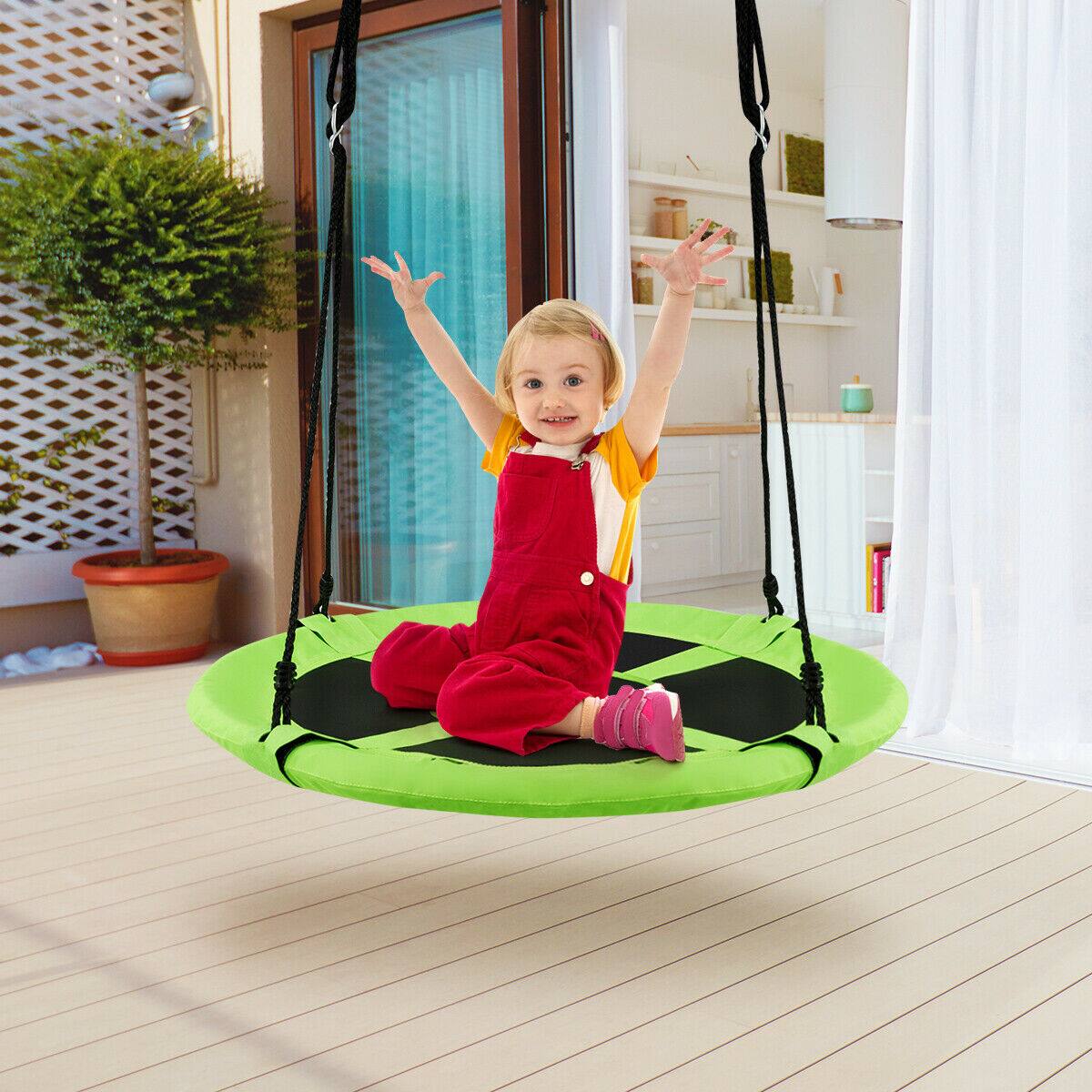 Alt View 3. Costway - Costway 40" Flying Saucer Tree Swing Indoor Outdoor Play Set Swing for Kids - Green.