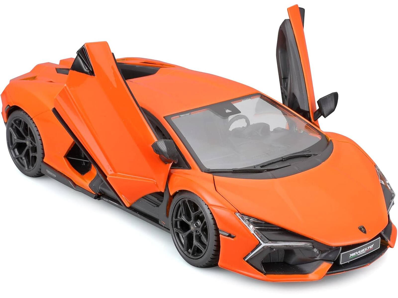 Angle. Bburago - Lamborghini Revuelto Orange "Italian Design" Series 1/24 Diecast Model Car by Bburago - Orange.
