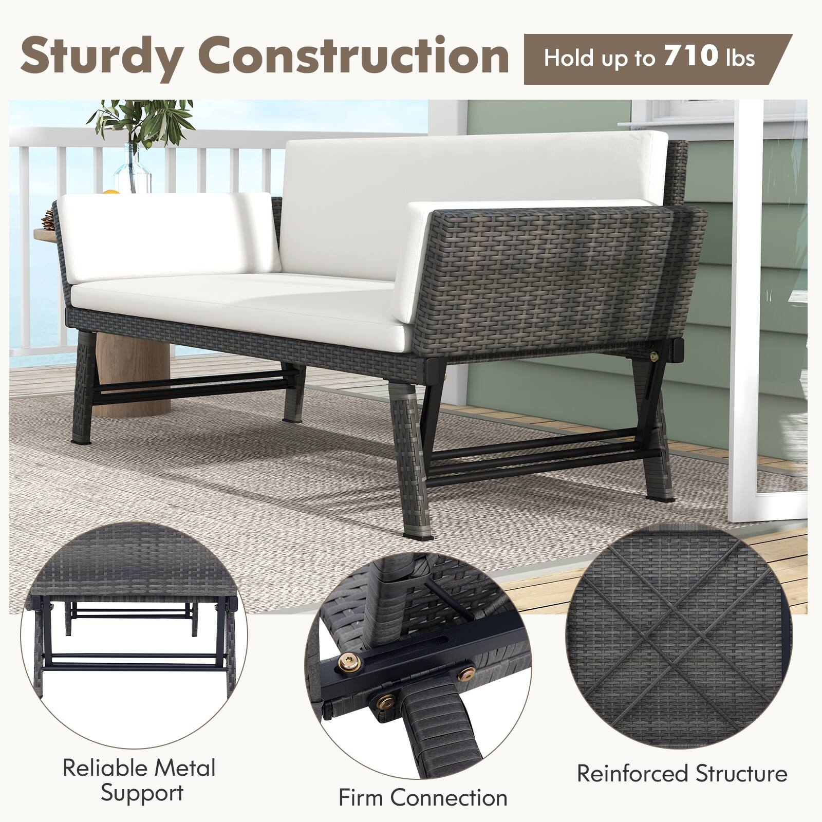 Sturdy Construction: Hold up to 710 lbs, Reliable Metal Support, Firm Connection, Reinforced Structure