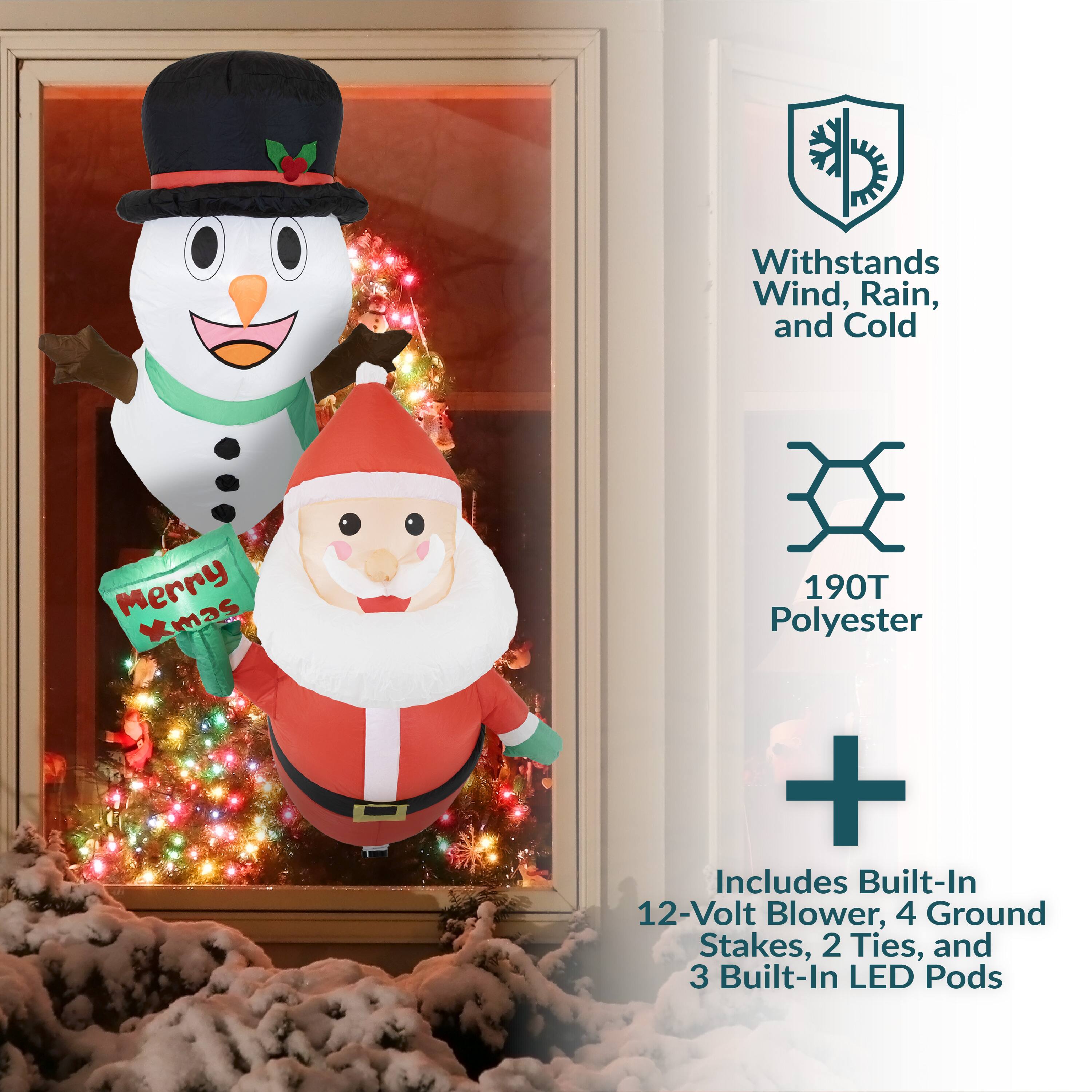 Withstands Wind, Rain, and Cold  
190T Polyester  
+ Includes Built-In 12-Volt Blower, 4 Ground Stakes, 2 Ties, and 3 Built-In LED Pods