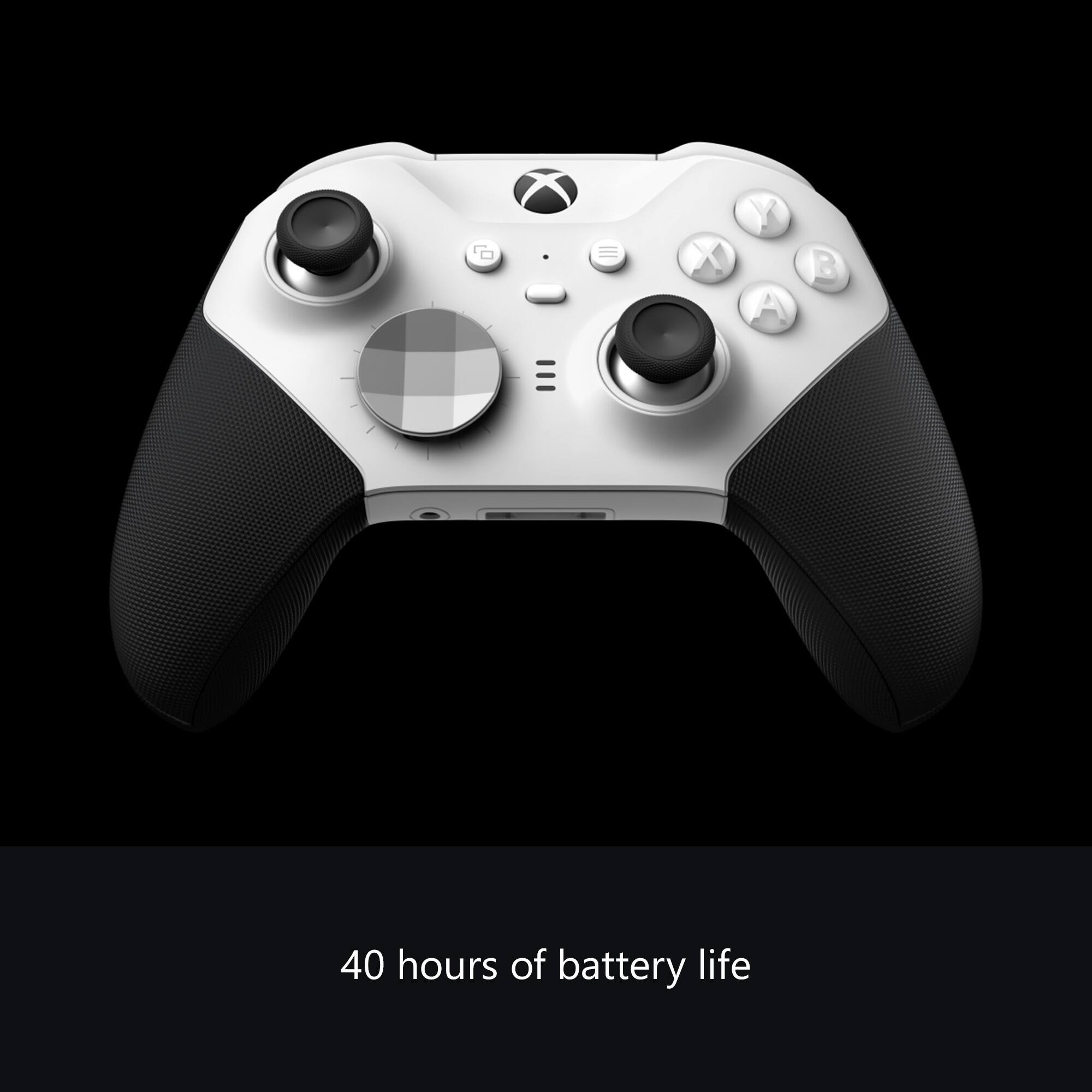 The text on the image is: "40 hours of battery life."