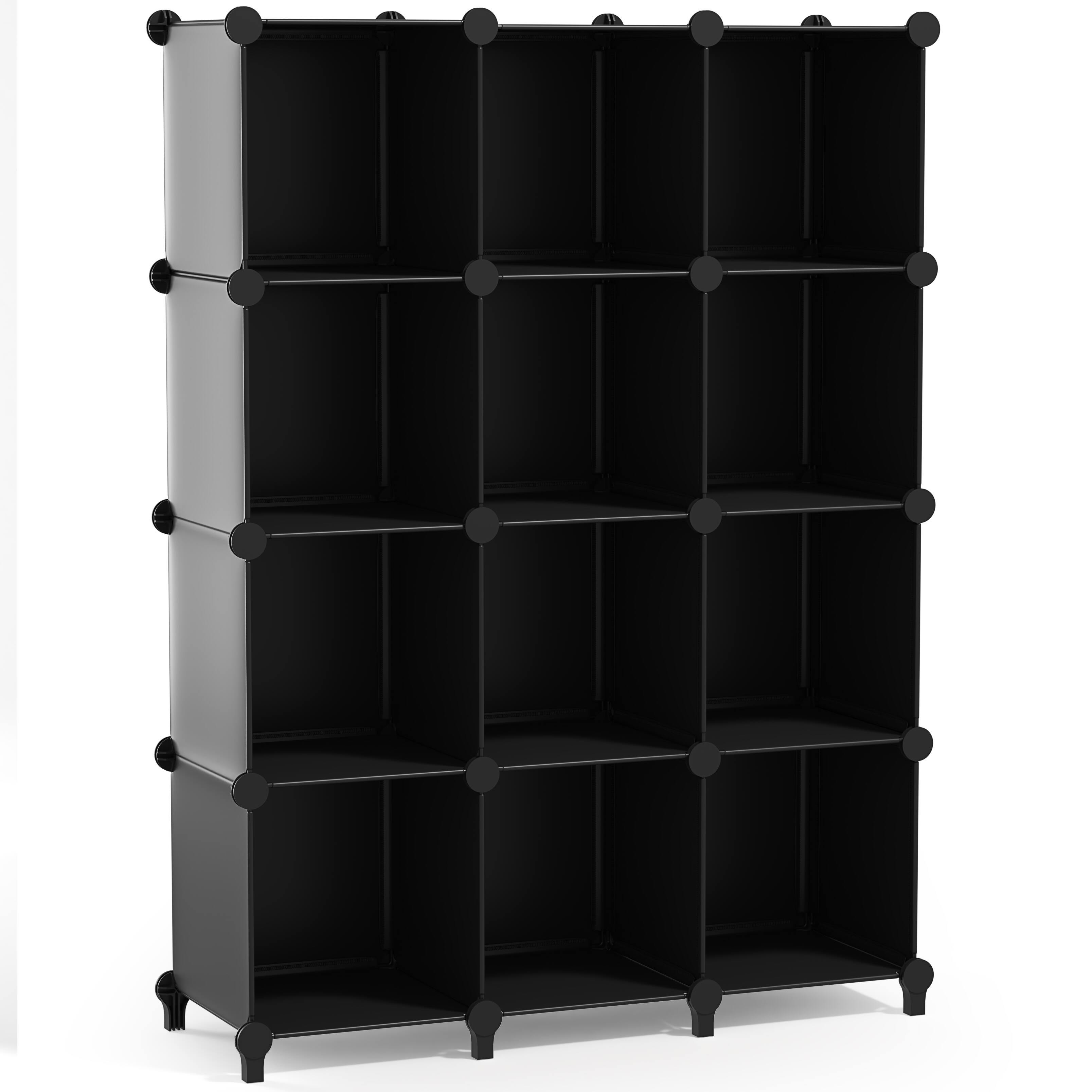 Angle. Sorbus - Sorbus 12 Cube Storage Organizer –Waterproof Cubby Shelf - Closet, Toys, Books, Shoes, Décor –Bedroom, Living Room, Kids - Black.