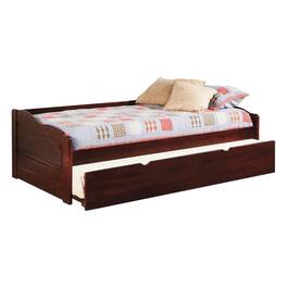 Manhattan Lane - Transitional Wooden Trundle Bed with Bottom Pull Out Bedding, Brown - Brown