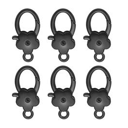 Unique Bargains - 6pcs Flower Lobster Claw Clasps Metal Snap Hook Keychain Clips for DIY Craft Bag Charm Accessory - Black