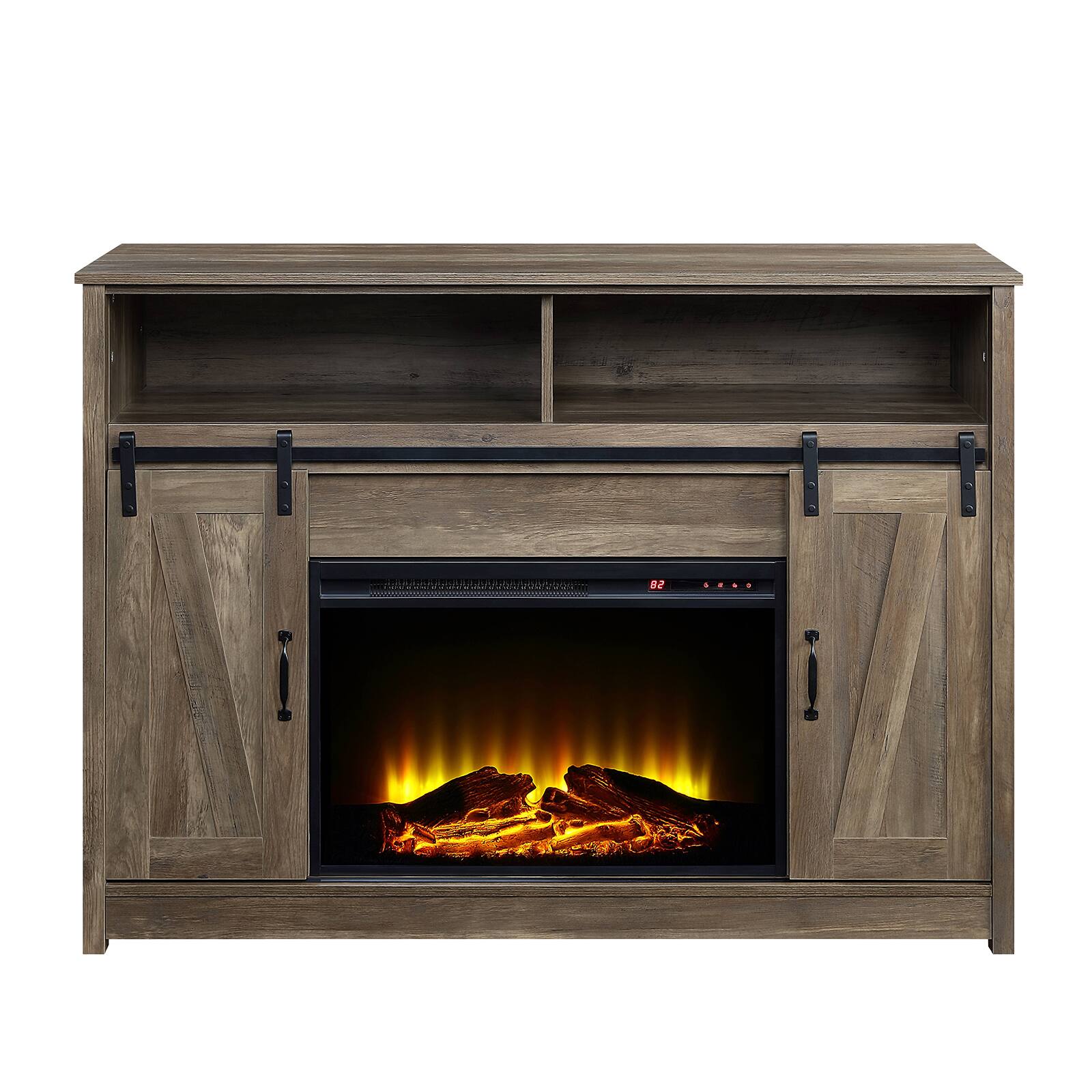 Alt View 3. Chateau Abodes - 51" Farmhouse Fireplace TV Stand with Electric Fireplace, Shelf Storage for TVs up to 60" - Oak.