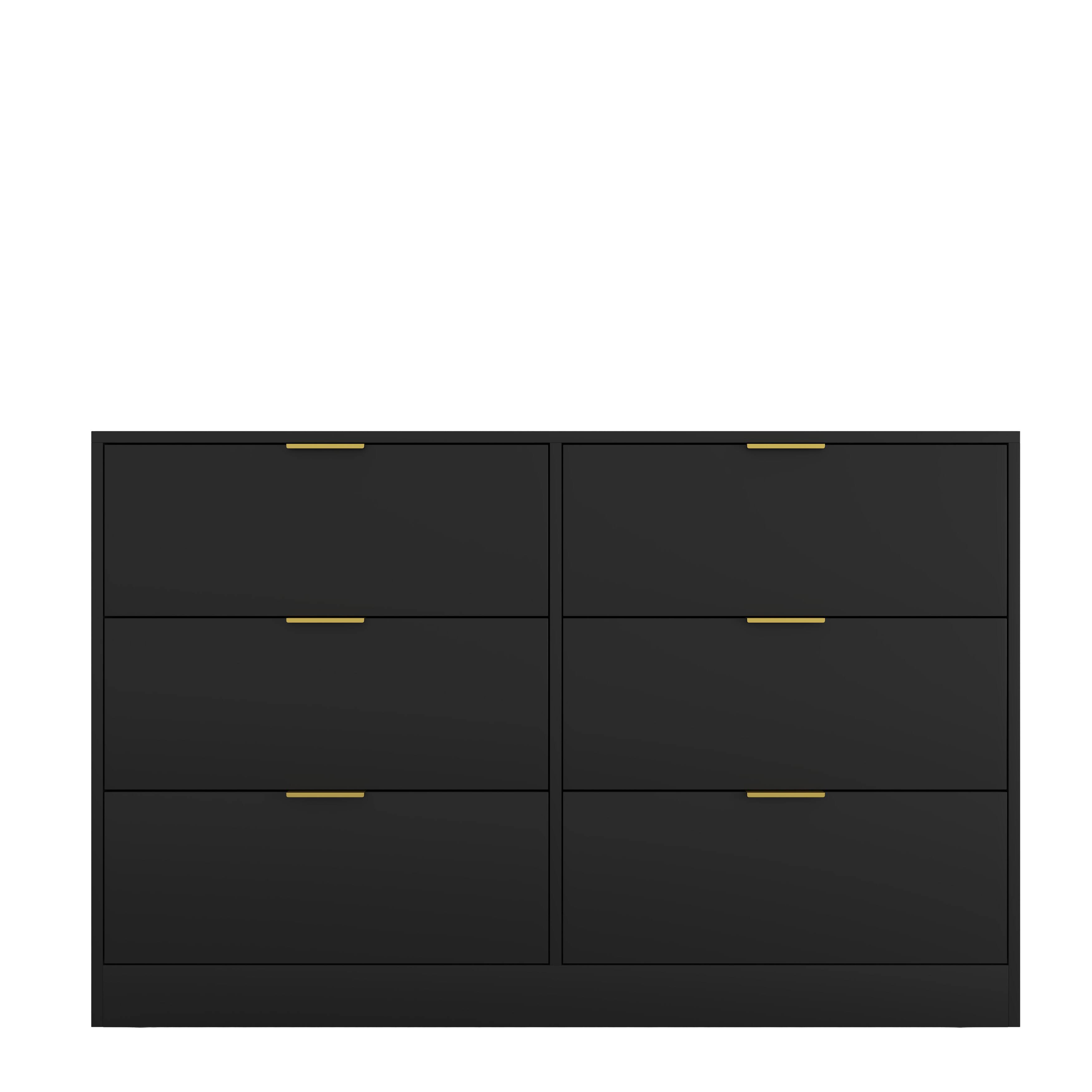 Alt View 4. Z-Edge - 6 Drawer Dresser for Bedroom, Modern Chest of Drawers, Wood Storage Double Dresser with Deep Drawers for Living Room - Black.