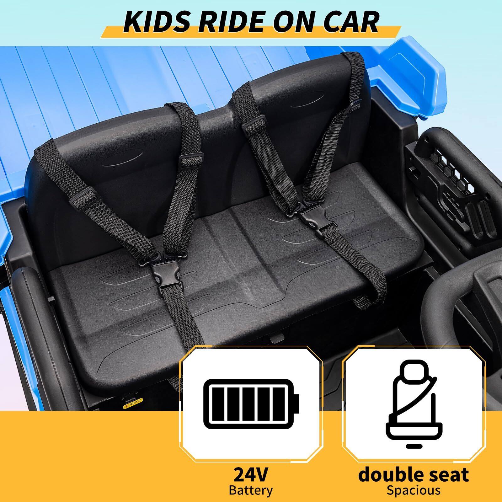 KIDS RIDE ON CAR

24V Battery

double seat Spacious