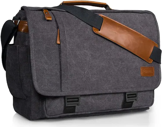 Front. Vulpecula Spade - Men Messenger Bag 17-17.3 Inch Laptop Bag Water-resistant Canvas Computer Shoulder Bag Briefcase for Work College Travel - 17-17.3" Buckle-grey.
