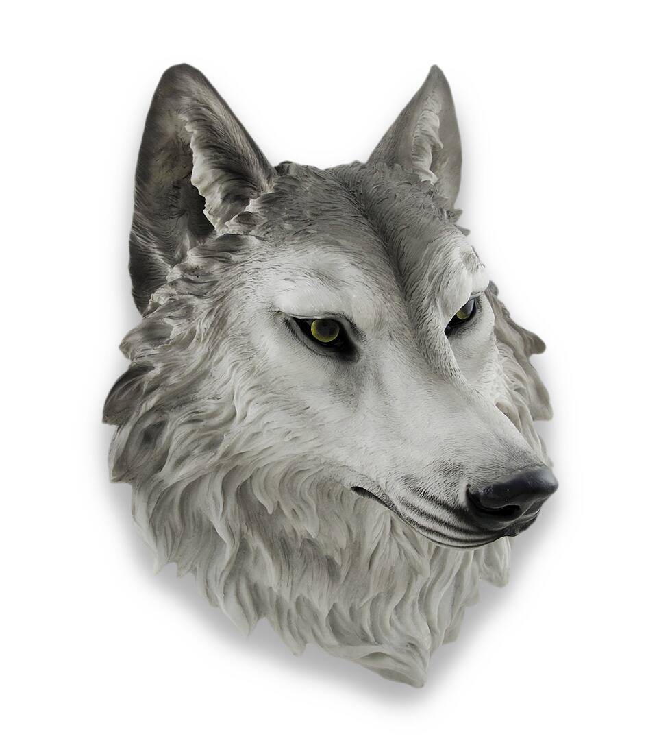 Zeckos - `Remus` Wolf Head Mount Wall Statue Bust 16 In - Gray