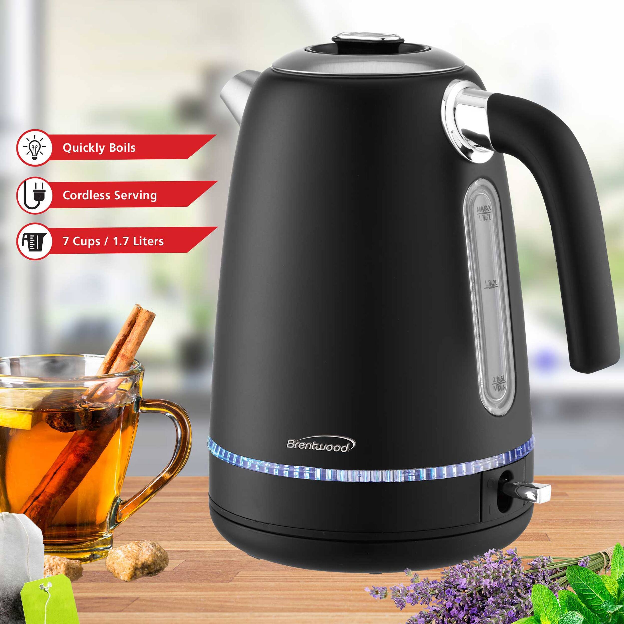 Quickly Boils  
Cordless Serving  
7 Cups / 1.7 Liters  
Brentwood