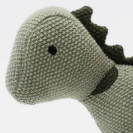 Siljoy - Handmade Dinosaur Plush Toy, Dark Green Spotted, 35x13cm, 100% Cotton Filling, Polyester Exterior, Child-Safe - Beige