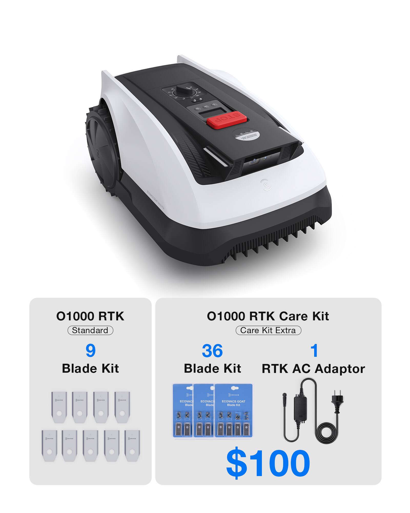 F STOP ao 18  
O1000 RTK Standard  
9 Blade Kit  
O1000 RTK Care Kit  
Care Kit Extra  
36 Blade Kit  
RTK AC Adaptor  
$100