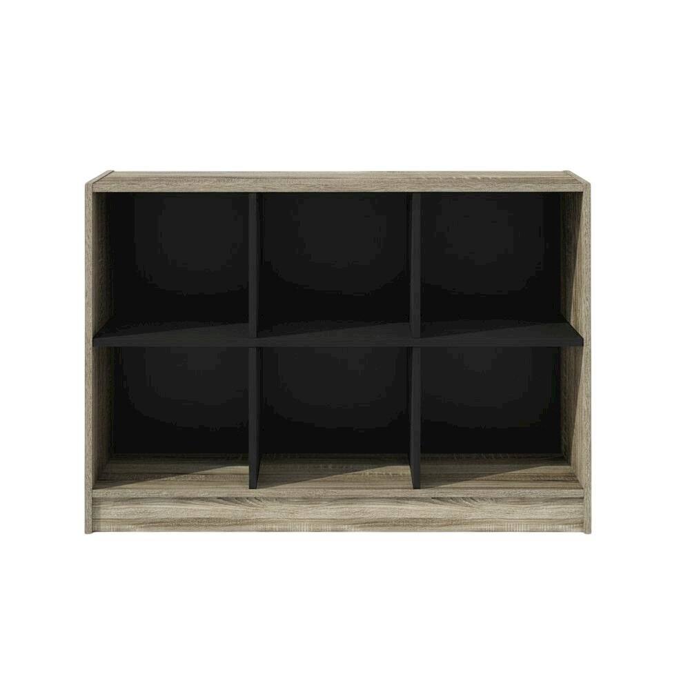 Back. FurniFact - Engineered Wood bookcase with rustic finish for living room or office use - French Oak.