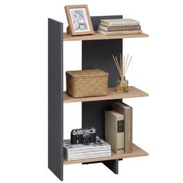 Costway - 1 PCS 3-Tier Wooden Bookshelf, Free Standing Open Storage Shelf with Anti-Tipping Kit - Oak + Gray