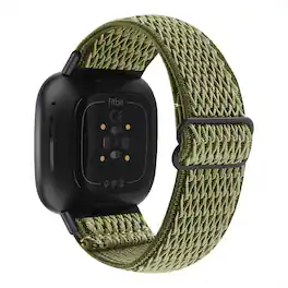 StrapsCo - Active Stretch Band Nylon Watch Strap For Fitbit Sense - Dark Green