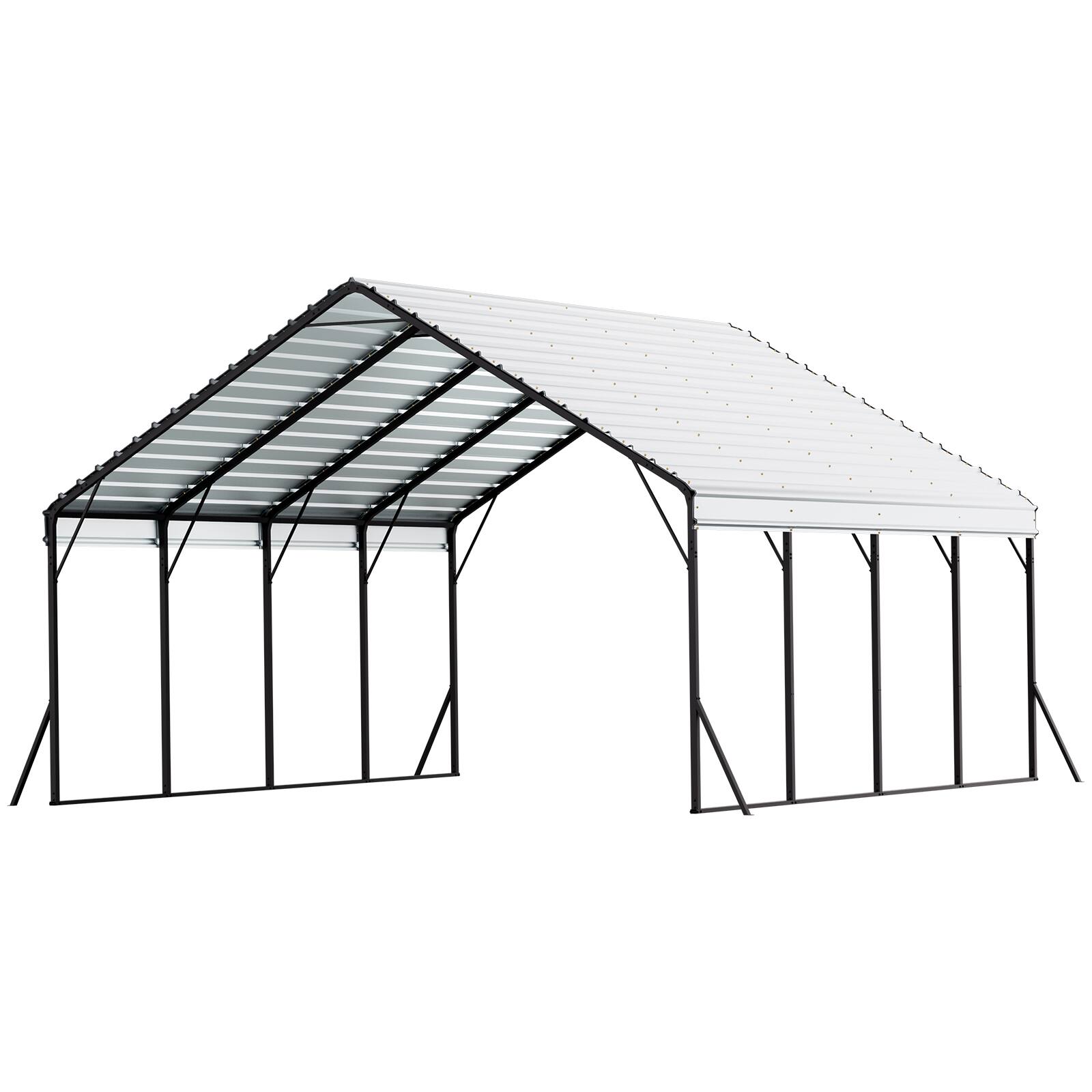 Alt View 5. VEVOR - Heavy Duty Metal Carport, 20 x 20 ft Outdoor Carport with Sturdy Frame & Roof, Car Garage Shade with Removable Sidewalls - Gray.