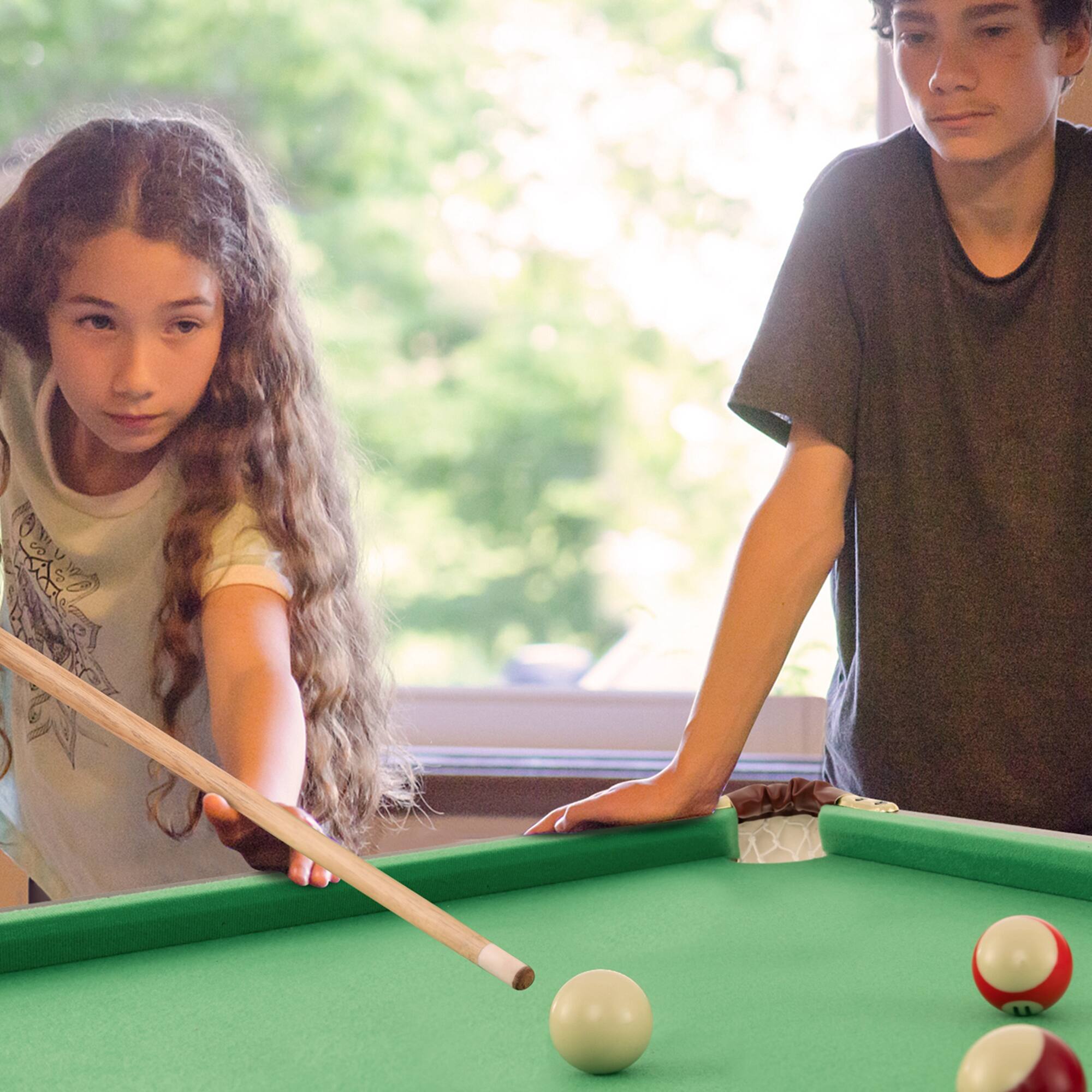 Angle. Costway - 47" Folding Billiard Table Pool Game Table Indoor Kids w/ Cues Brush Chalk Green - Green.