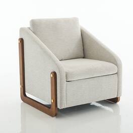 Ecooso - Upholstered Armchair with Wooden Frame, Chenille Fabric Accent Leisure Chair with Cushioned Seat and Backrest - Beige