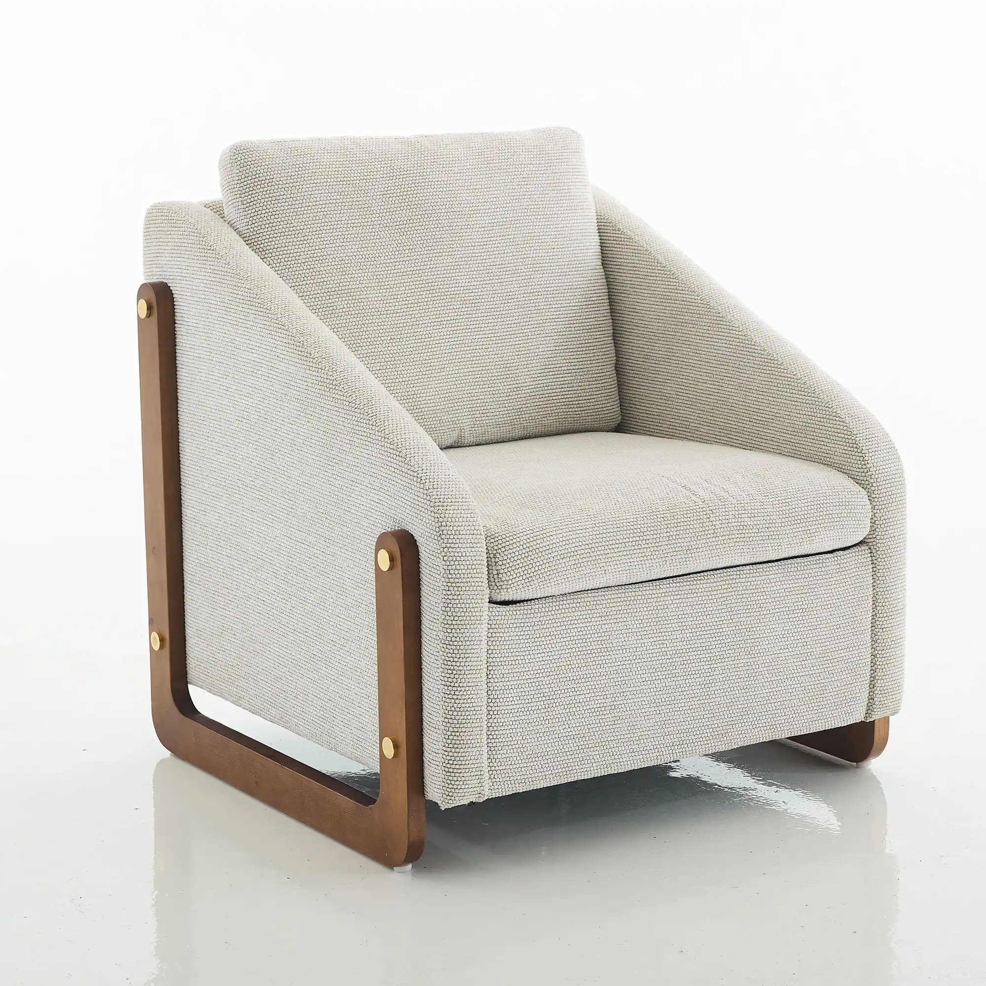 Front. Ecooso - Upholstered Armchair with Wooden Frame, Chenille Fabric Accent Leisure Chair with Cushioned Seat and Backrest - Beige.