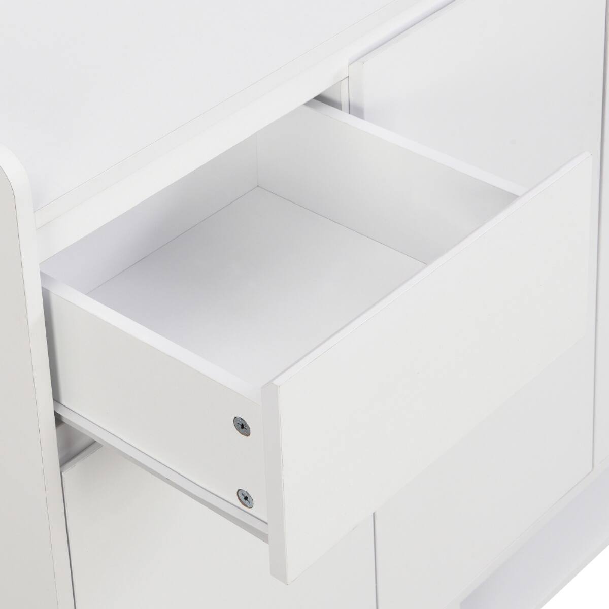 Alt View 4. HTUTWOO - Modern Shoe Storage Cabinet, Adjustable Shelves Shoe Rack Organizer with 4 Doors and 1 Drawer - White.