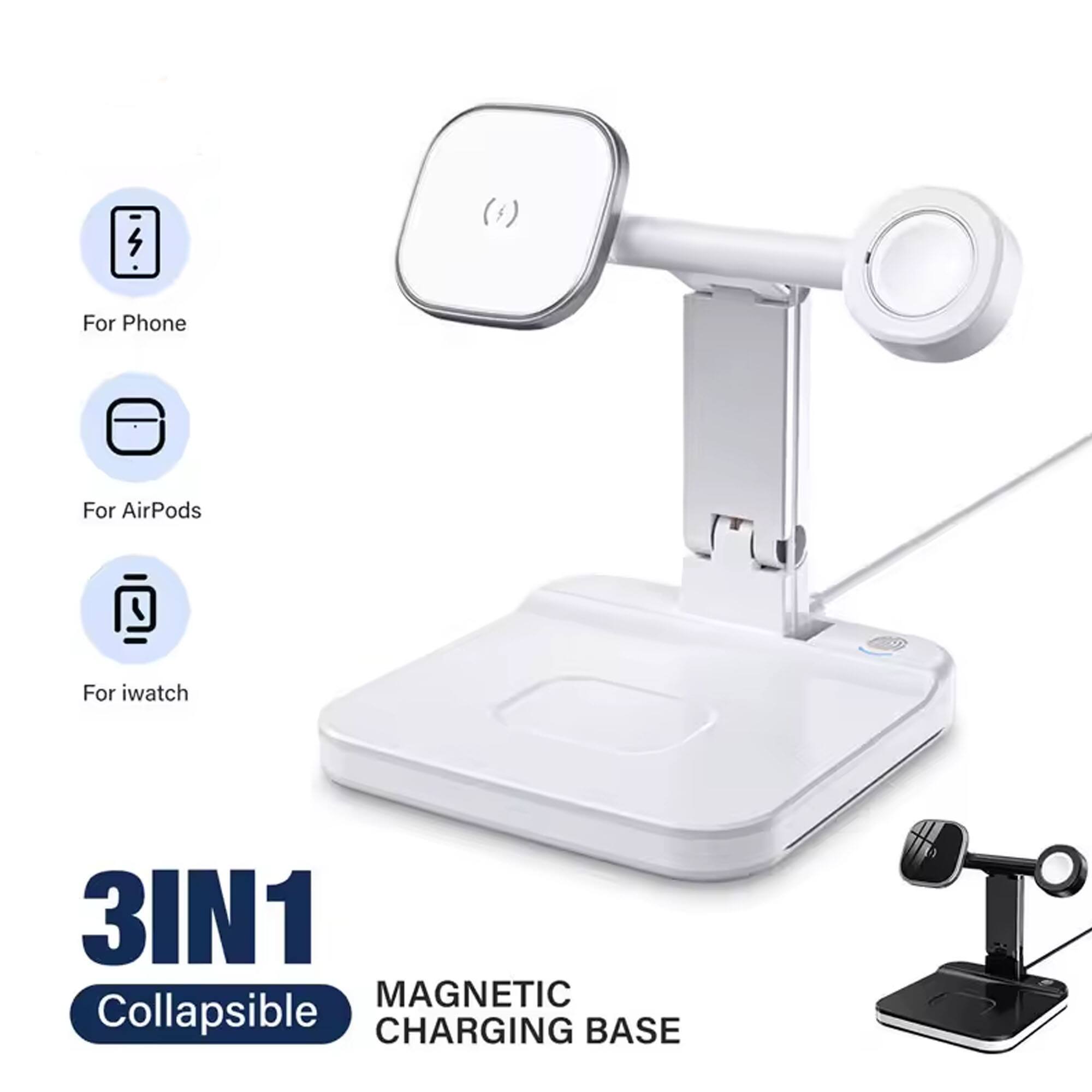 For Phone  
For AirPods  
For iwatch  

3IN1  
Collapsible  
MAGNETIC CHARGING BASE