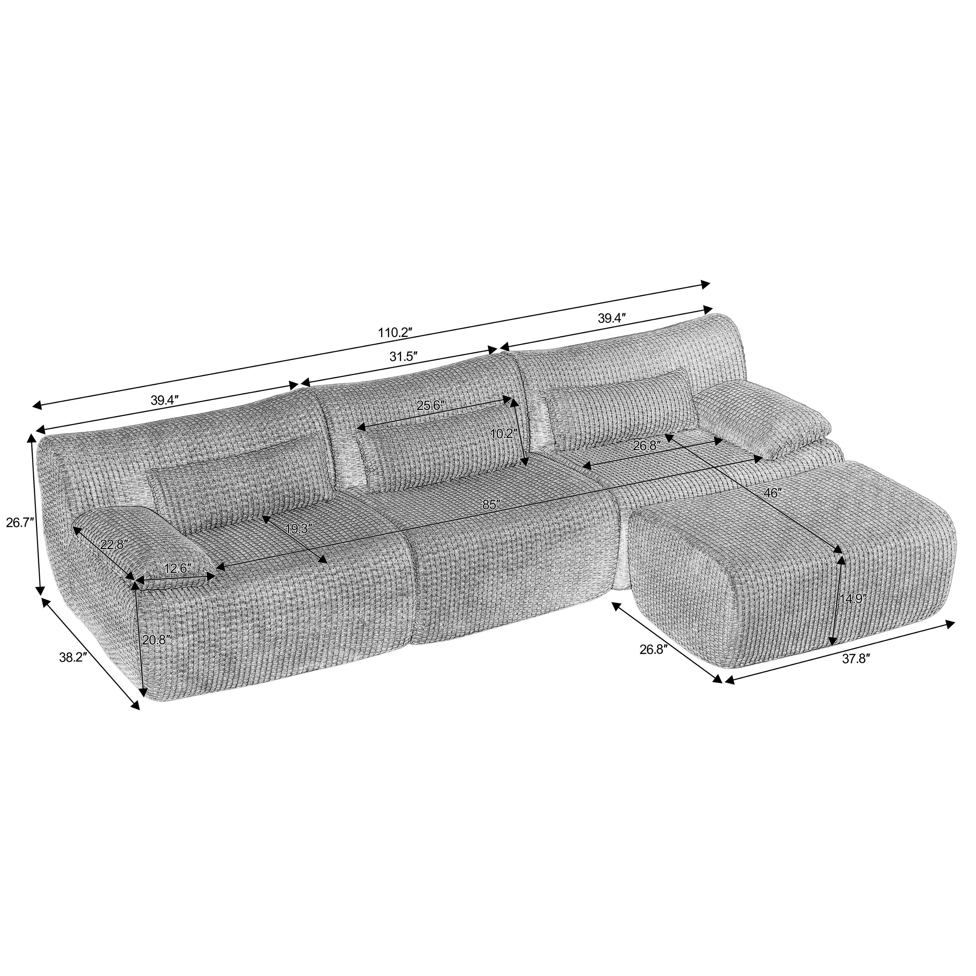 110.2" 39.4" 31.5" 39.4" 25.5" 10-2 26.8" 26.7" 22.8" 19.25" 46" 26" 14:97 38.2" 20.8" 26.8" 37.8"