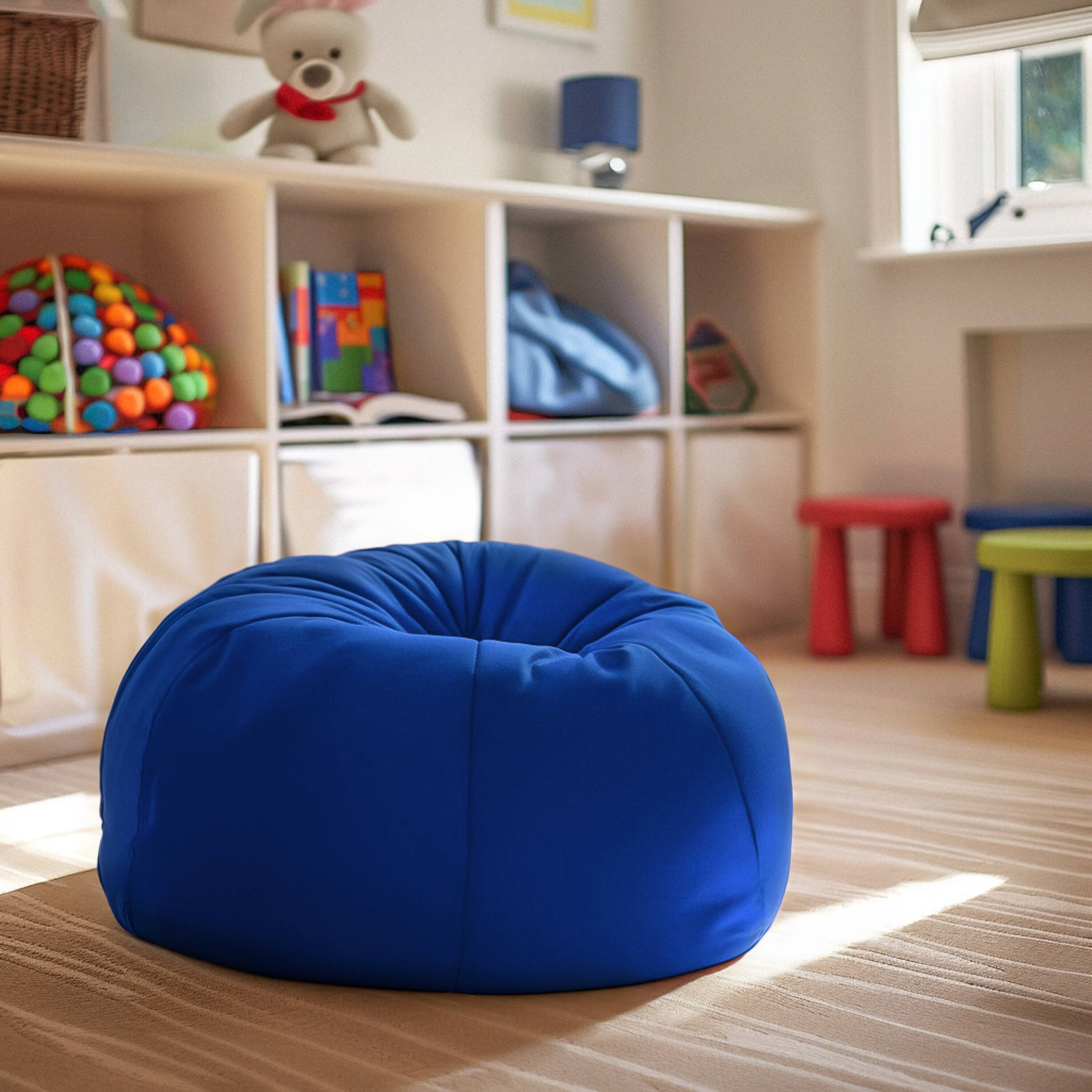 Alt View 1. Emma + Oliver - Small Bean Bag Chair for Kids and Teens - Royal Blue.