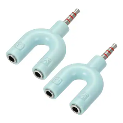 Front. Unique Bargains - 2pcs Headset Mic Splitter Adapter, 3.5mm Male to Dual Female Y Splitter Mic & Audio Jack for PC/Laptop/Smartphone - Blue.