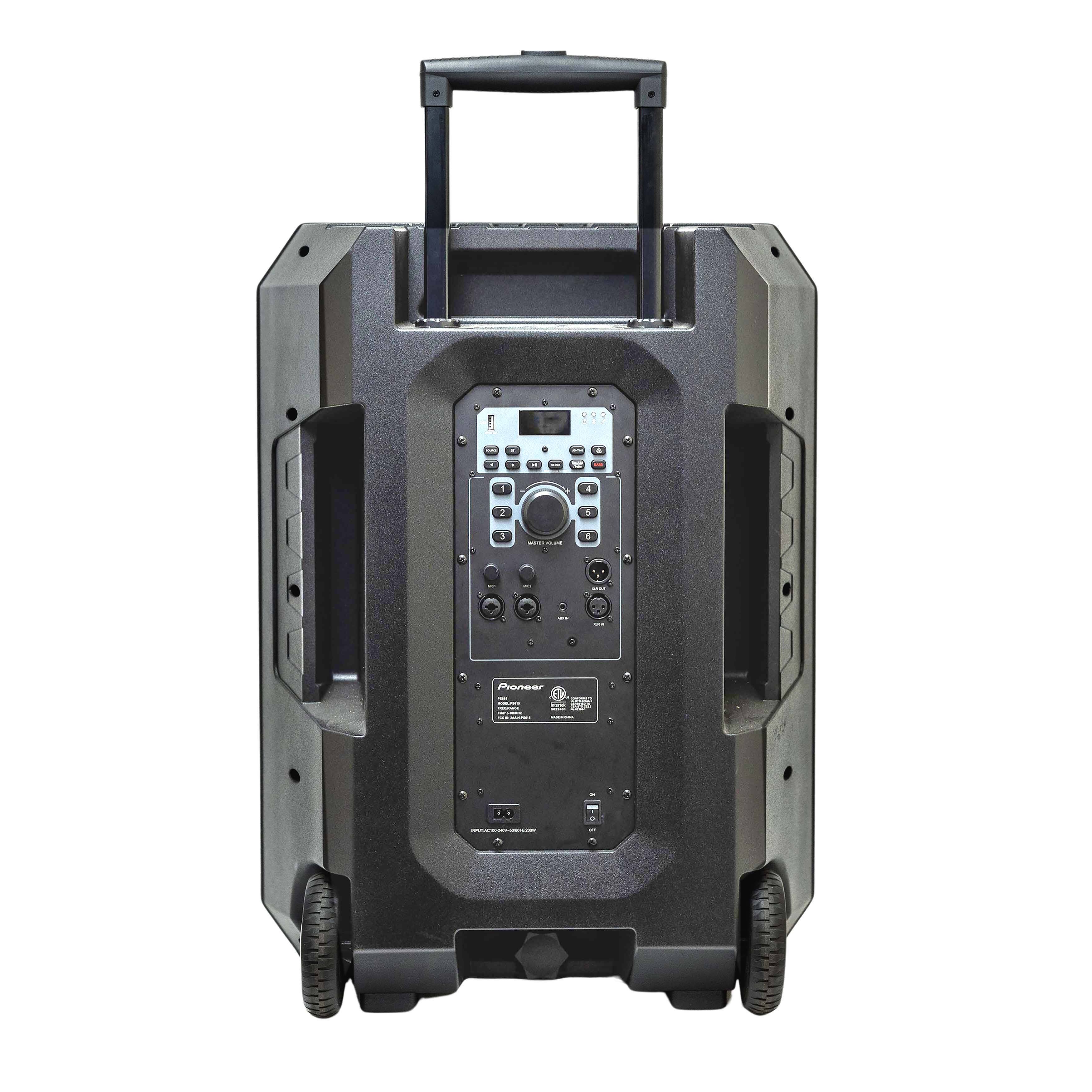 Back. Pioneer - Pioneer PSX615 700W 15” Party Speaker with Auracast & RGB LED Lights (Includes Wireless Microphone & Stand).