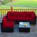 Alt View 3. Costway - 5PCS Patio Rattan Furniture Set Cushioned Sofa Chair Coffee Table - Red.