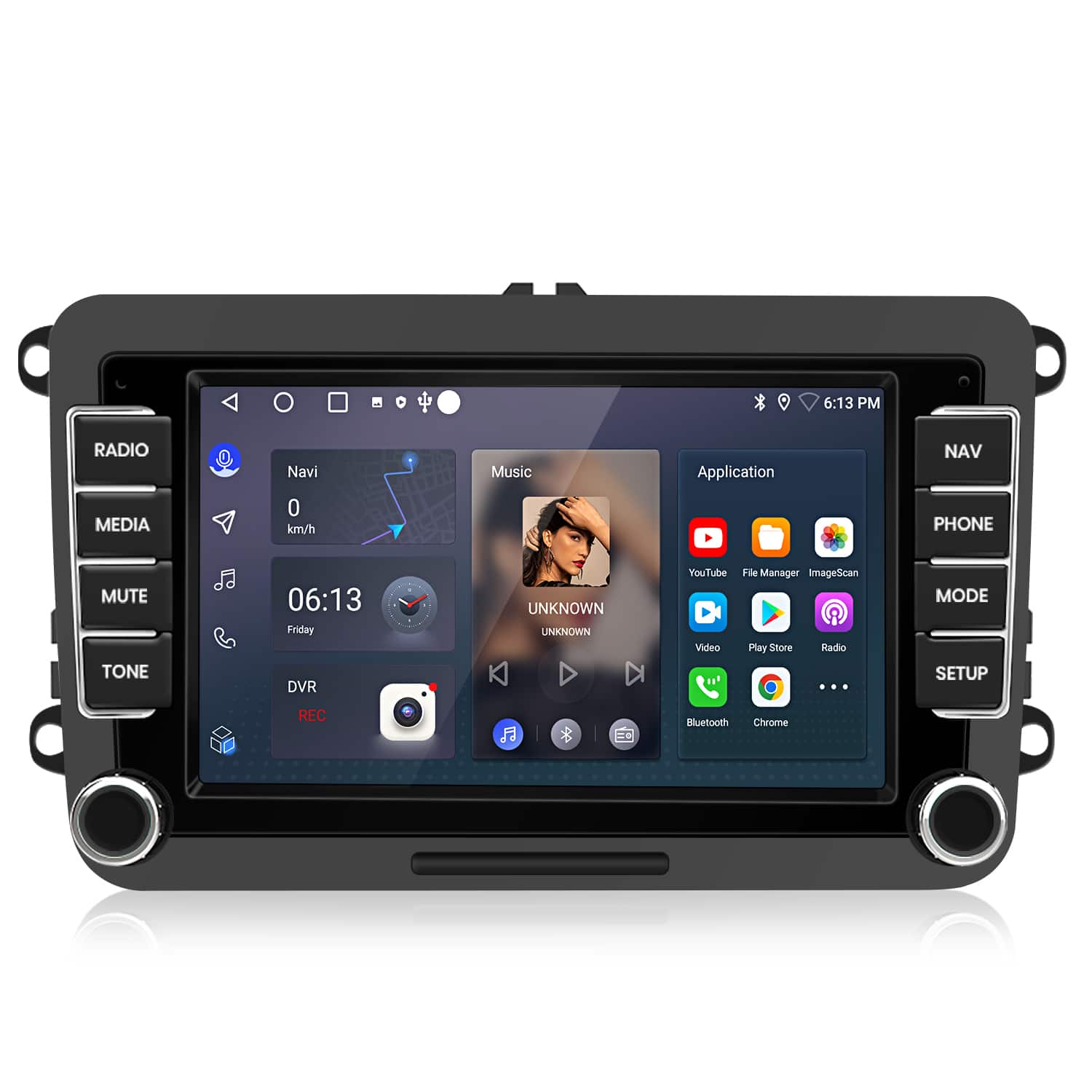 Junsun - 2+64GB Android 12 carplay For VW GOLF MK5 MK6 7"Car Stereo Radio GPS Navi WIFI BT RDS SWC - Black