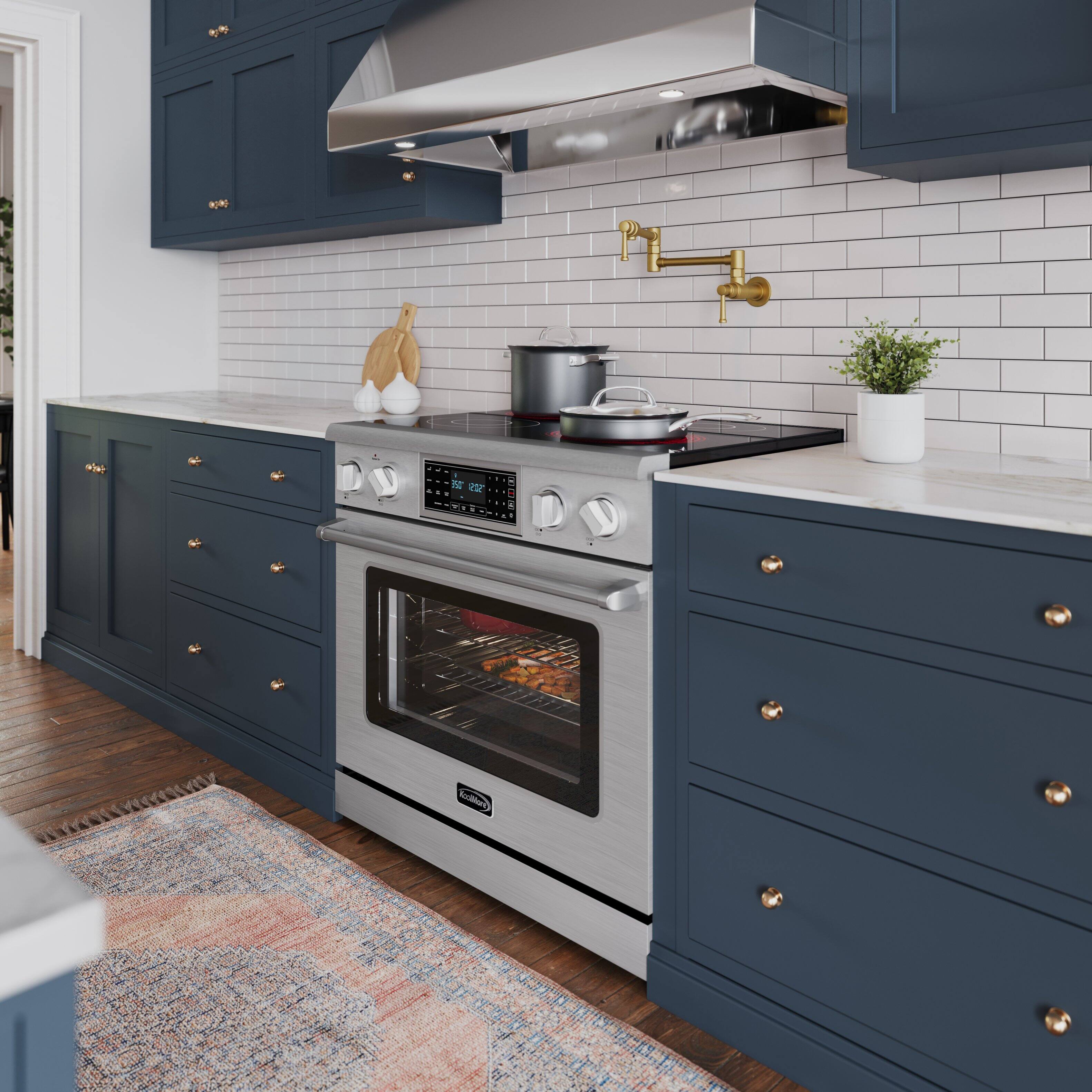 Left. Koolmore - 36 in. Electric Professional Range with Tilt Panel and Digital controls, Self-Cleaning, 16300W of Power, 240V - Stainless-Steel.