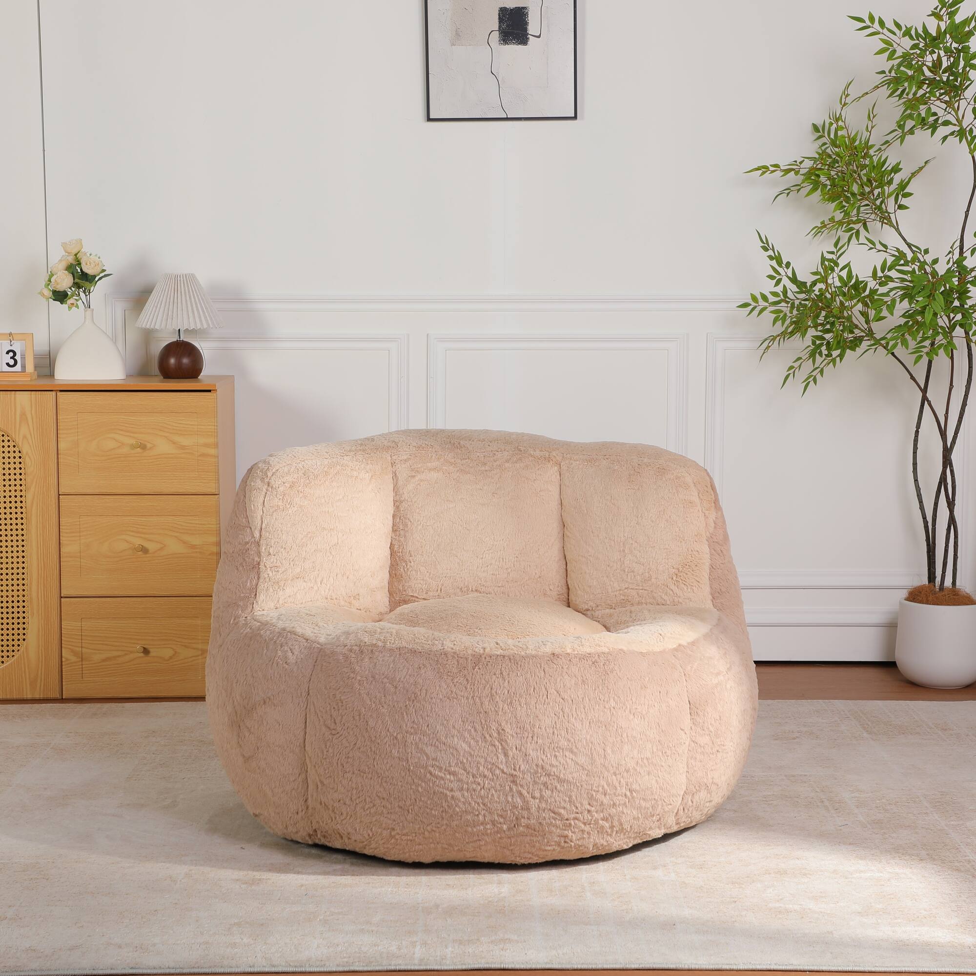 Alt View 6. GOODSILO - Oversized Bean Bag Chair Lounger Sofa with Faux Fur Cover and Shredded Foam Filling for Living Room Comfort - Multicolor.