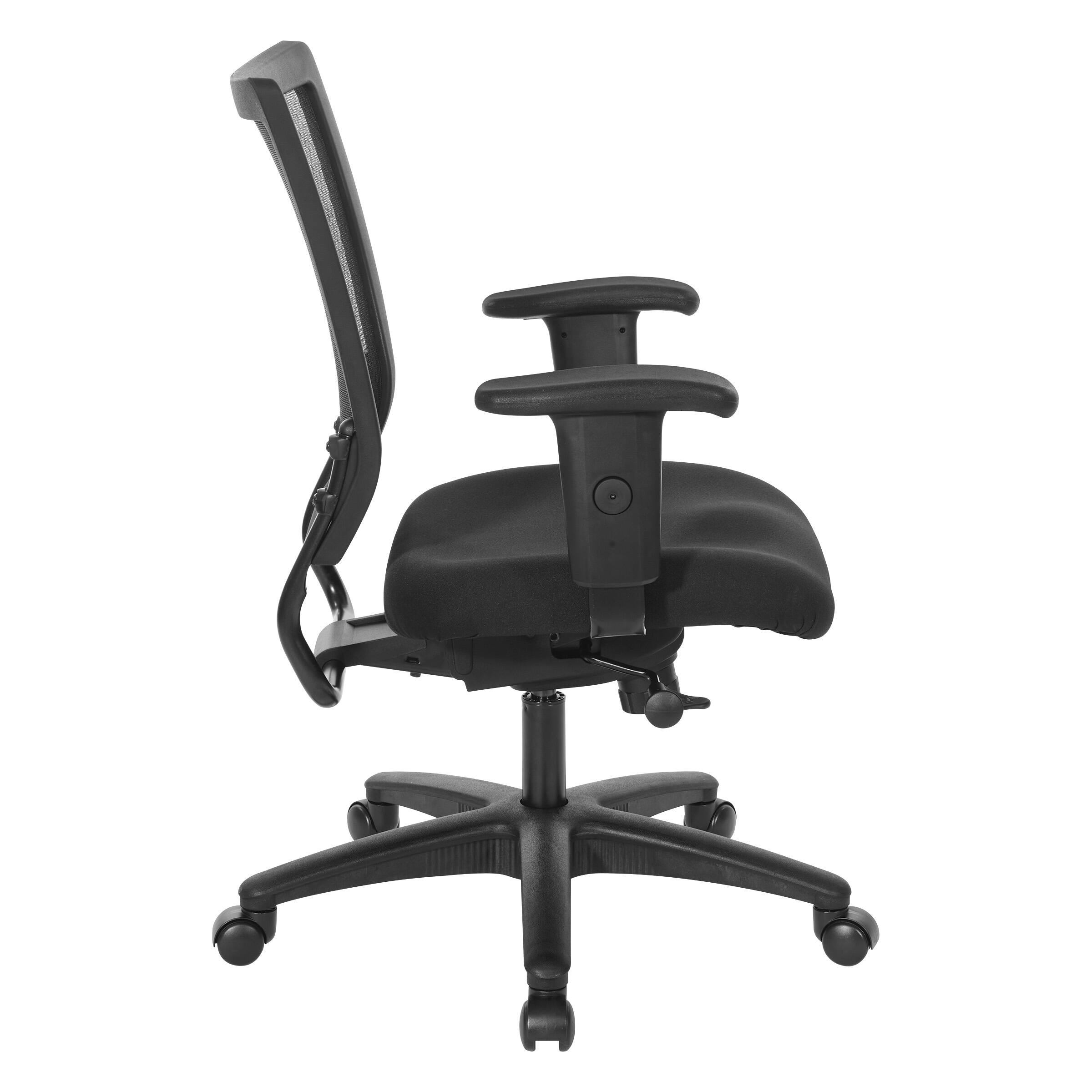 Left. Office Star Products - Soft Frame Task Chair Mesh Back in Coal Freeflex Fabric Seat 2 to 1 Mechanism in Black Base - Coal.