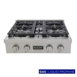 Kucht - Professional 30 in. Propane Gas Range Top with Sealed Burners in Stainless Steel with Classic Silver Knobs - Classic Silver