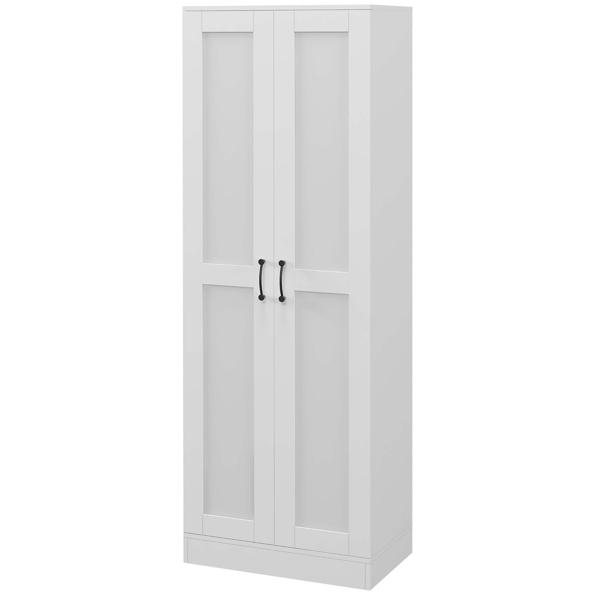 Front. Homcom - 69" Tall Storage Cabinet with Movable Storage Shelves, Modern Style Pantry Cupboard Cabinet with Soft Close Doors - White.