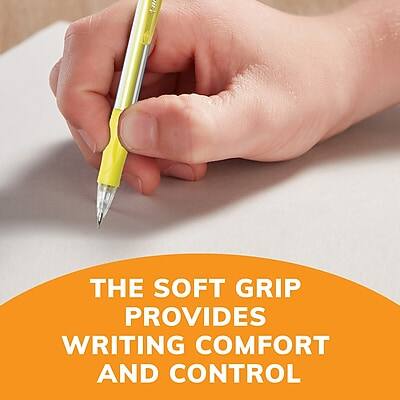 THE SOFT GRIP PROVIDES WRITING COMFORT AND CONTROL