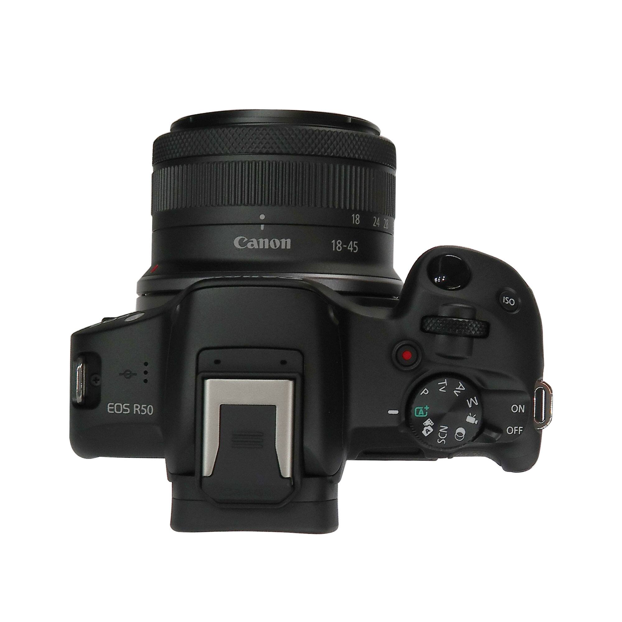Canon EOS R50  
18-45  
18 24 35  
ISO  
Tv Av M  
A  
ON OFF  
SCN