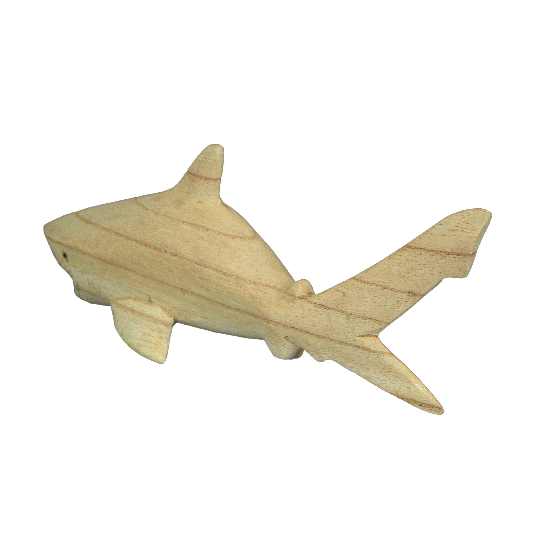 Alt View 2. Things2Die4 - 8" Hand Carved Great White Shark Wooden Sculpture – Nautical Ocean Decor - Brown.