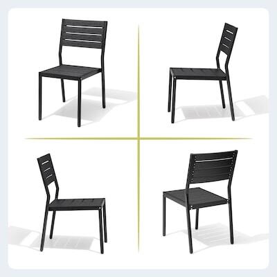 Alt View 4. Crestlive Products - Crestlive Products 11/13pc Water Proof Patio Dining Set Aluminum Frame X-Leg Table Stackable Stationary Chairs - Black-11PC.