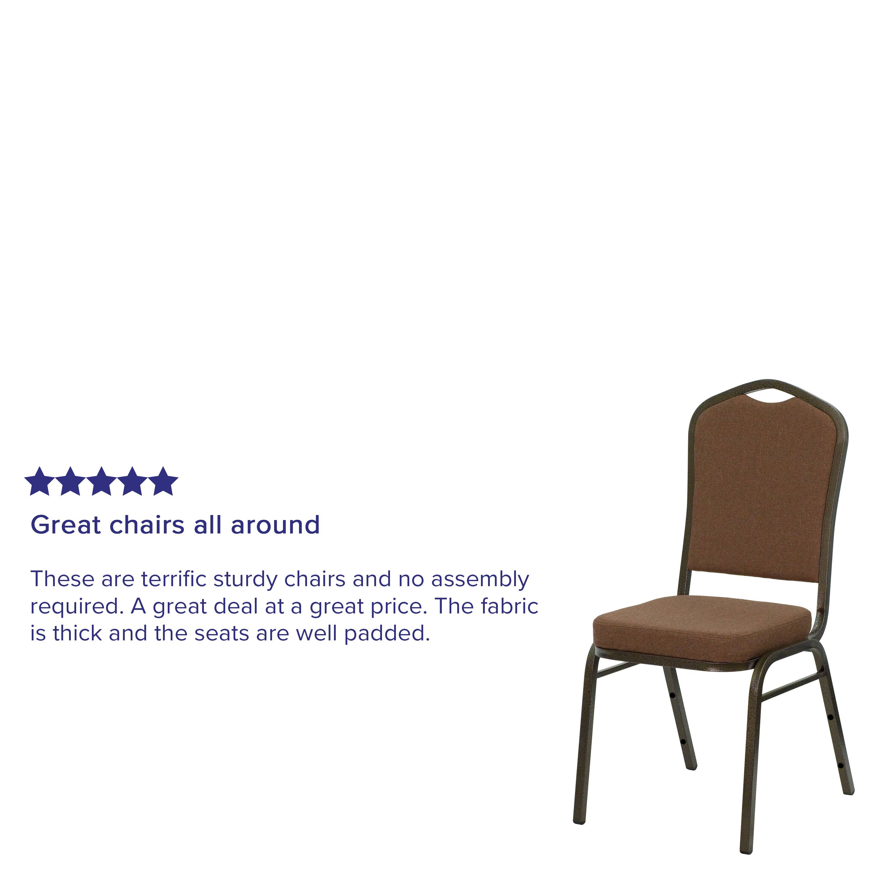 Alt View 11. Alamont Home - HERCULES Series Crown Back Stacking Banquet Chair - Coffee Fabric/Gold Vein Frame.