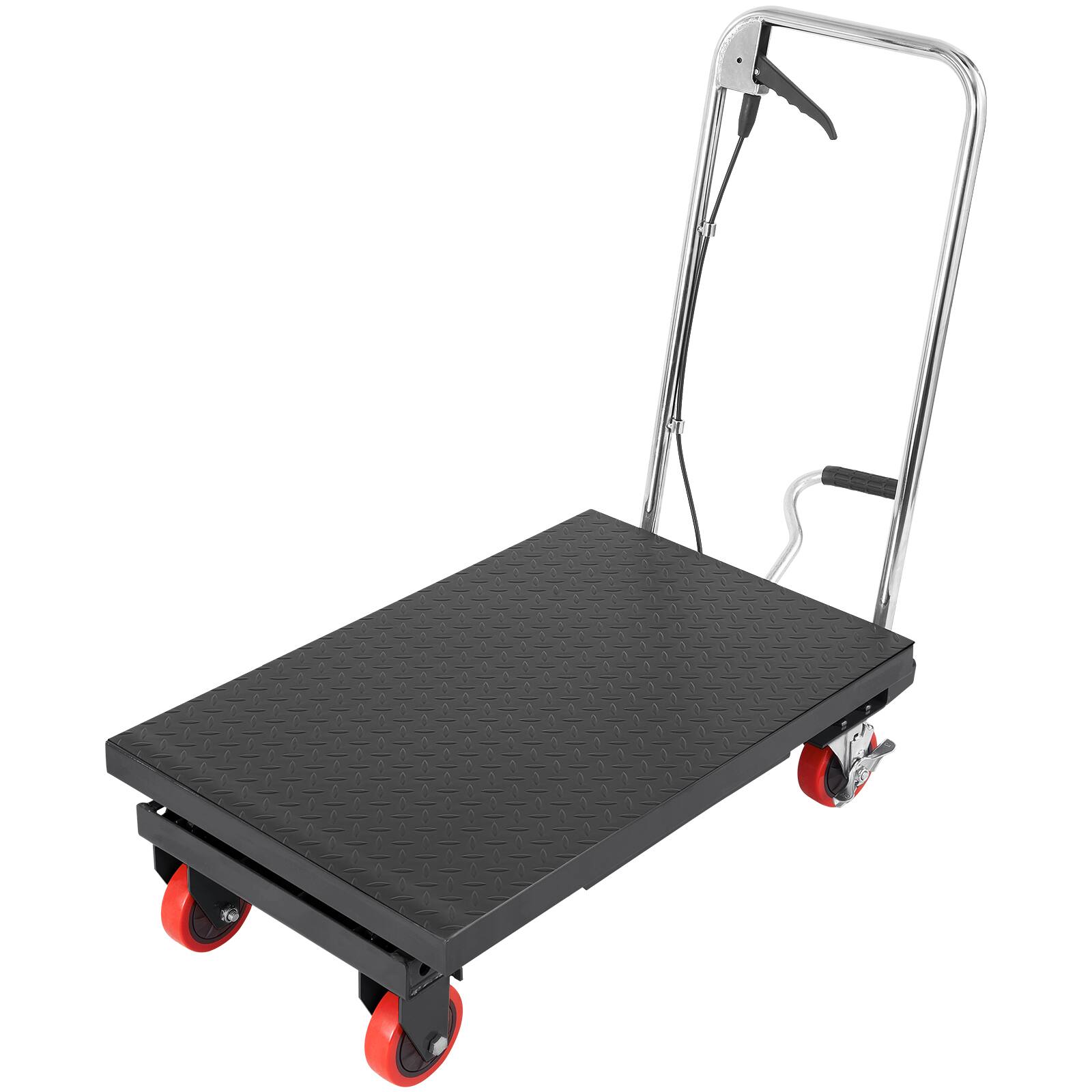 Alt View 5. VEVOR - Hydraulic Lift Table Cart, 500lbs Capacity 28.5" Lifting Height, Manual Single Scissor Lift Table with 4 Wheels - Black.