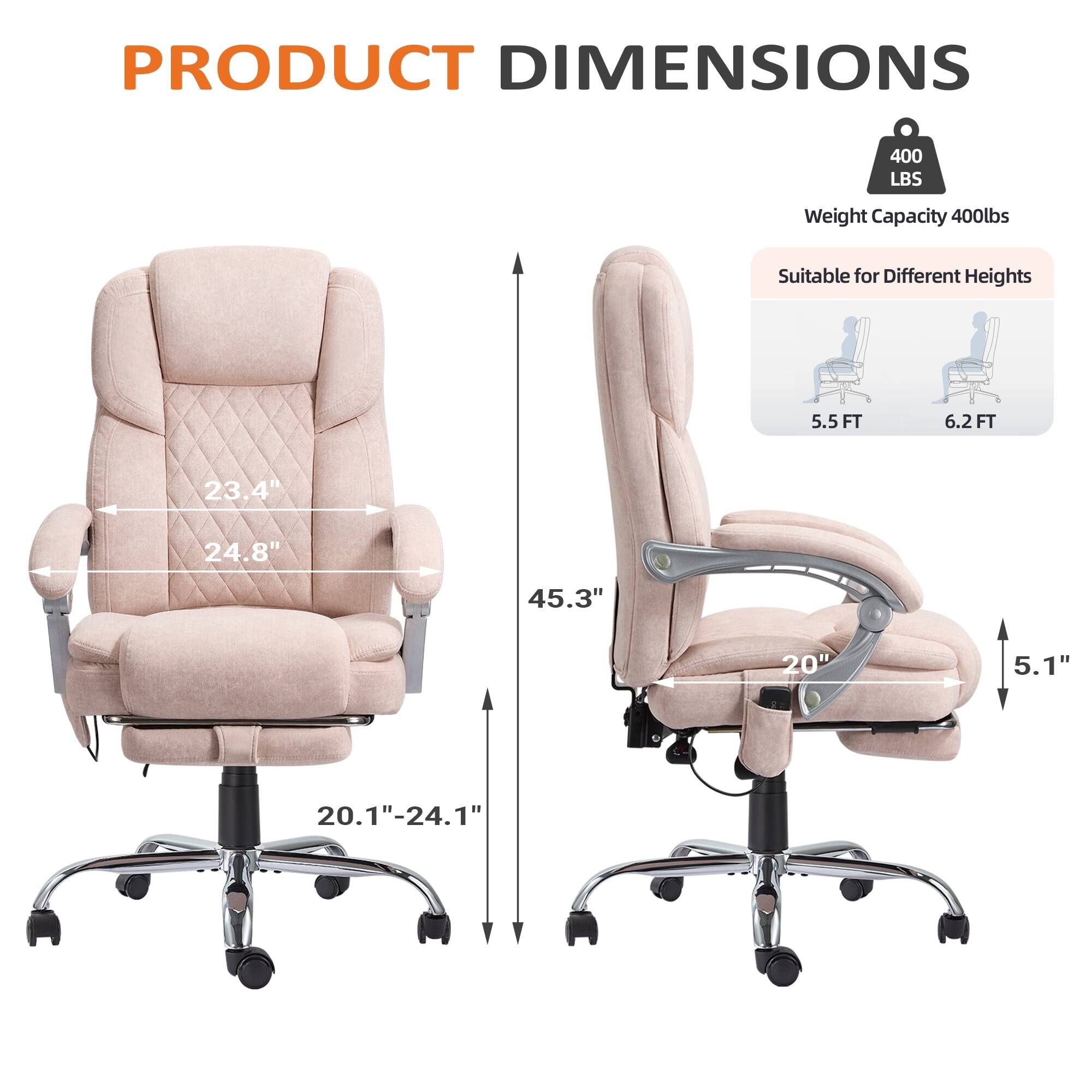 PRODUCT DIMENSIONS

Weight Capacity 400lbs

Suitable for Different Heights

5.5 FT 6.2 FT

23.4" 24.8" 45.3" 20" 5.1" 20.1"-24.1"