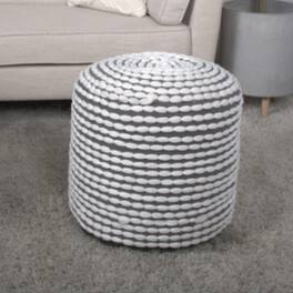 GOODSILO - Water Resistant Handcrafted Cylindrical Pouf Ottoman for Indoor Use - White