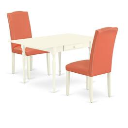 East West Furniture - Dining Room Set Linen White - Brown