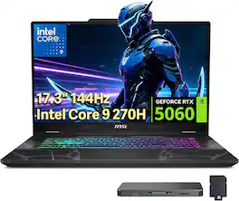 MSI - Upgraded - Cyborg 17 17.3" Gaming Laptop,Intel Core 9-270H,RTX 5060,32GB DDR5,2TB SSD+1TB Docking,Backlit,Win 11 Pro - Black