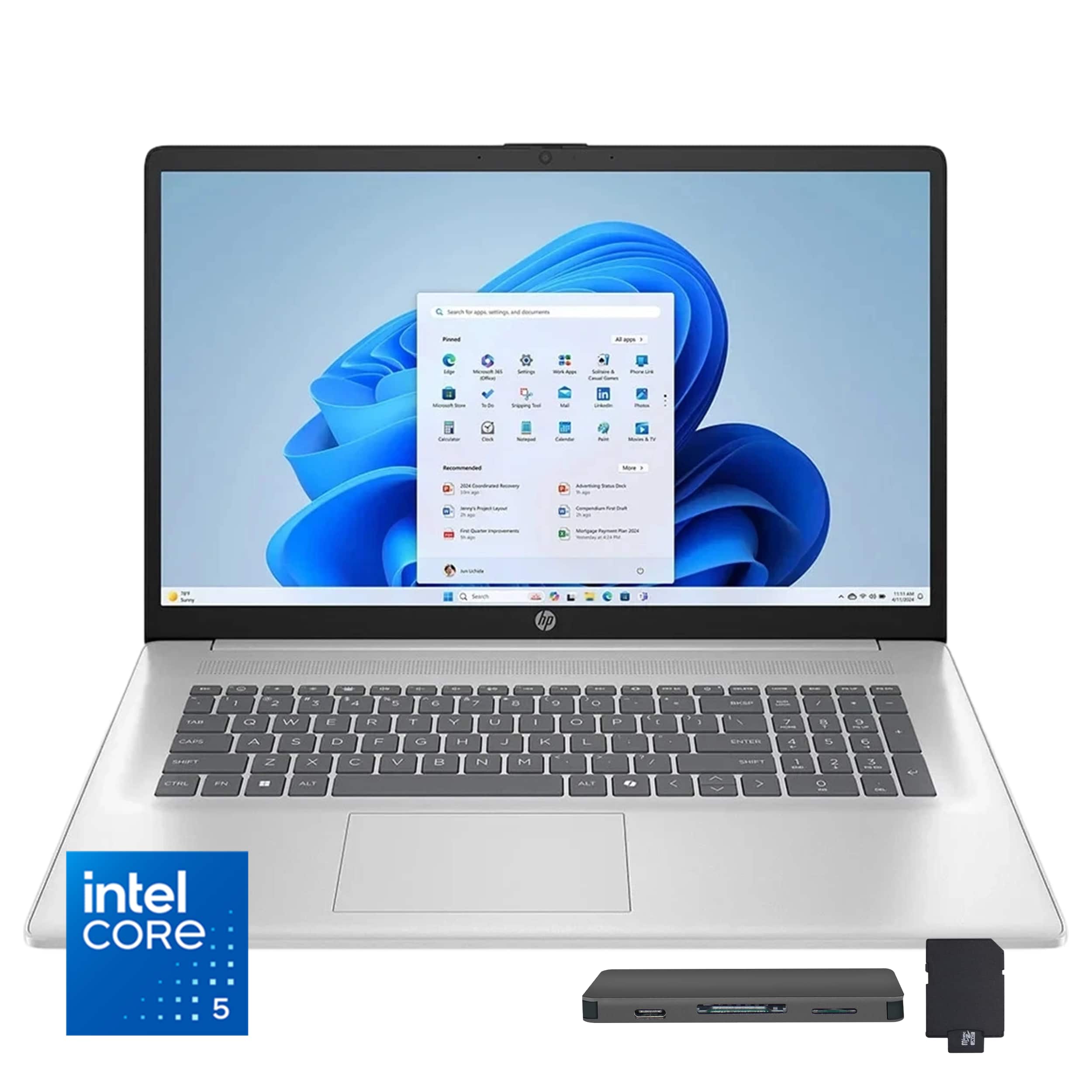 HP - 17.3" HD+ Touchscreen Laptop,Intel 5 120U,32GB RAM,1TB SSD+160GB Dock Set,Intel Graphics,Backlit,Win 11 - Silver