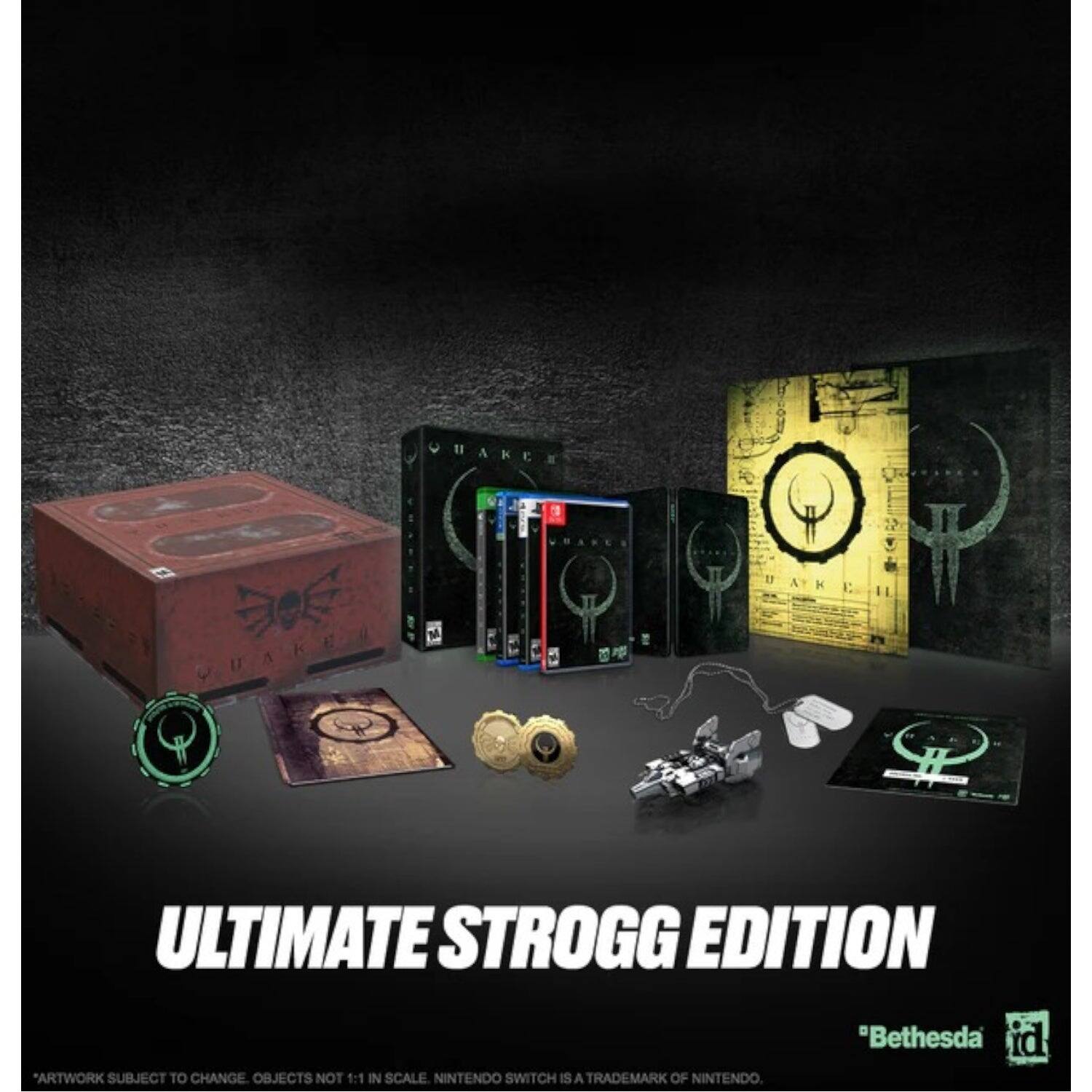 **ULTIMATE STROGG EDITION**

"Artwork subject to change. Objects not 1:1 in scale. Nintendo Switch is a trademark of Nintendo."

"Bethesda id" - T (Teen 13+)