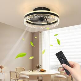 TinyHomie - Modern LED Ceiling Fan with Light 16 Dimmable Ceiling Light with Invisible Blades